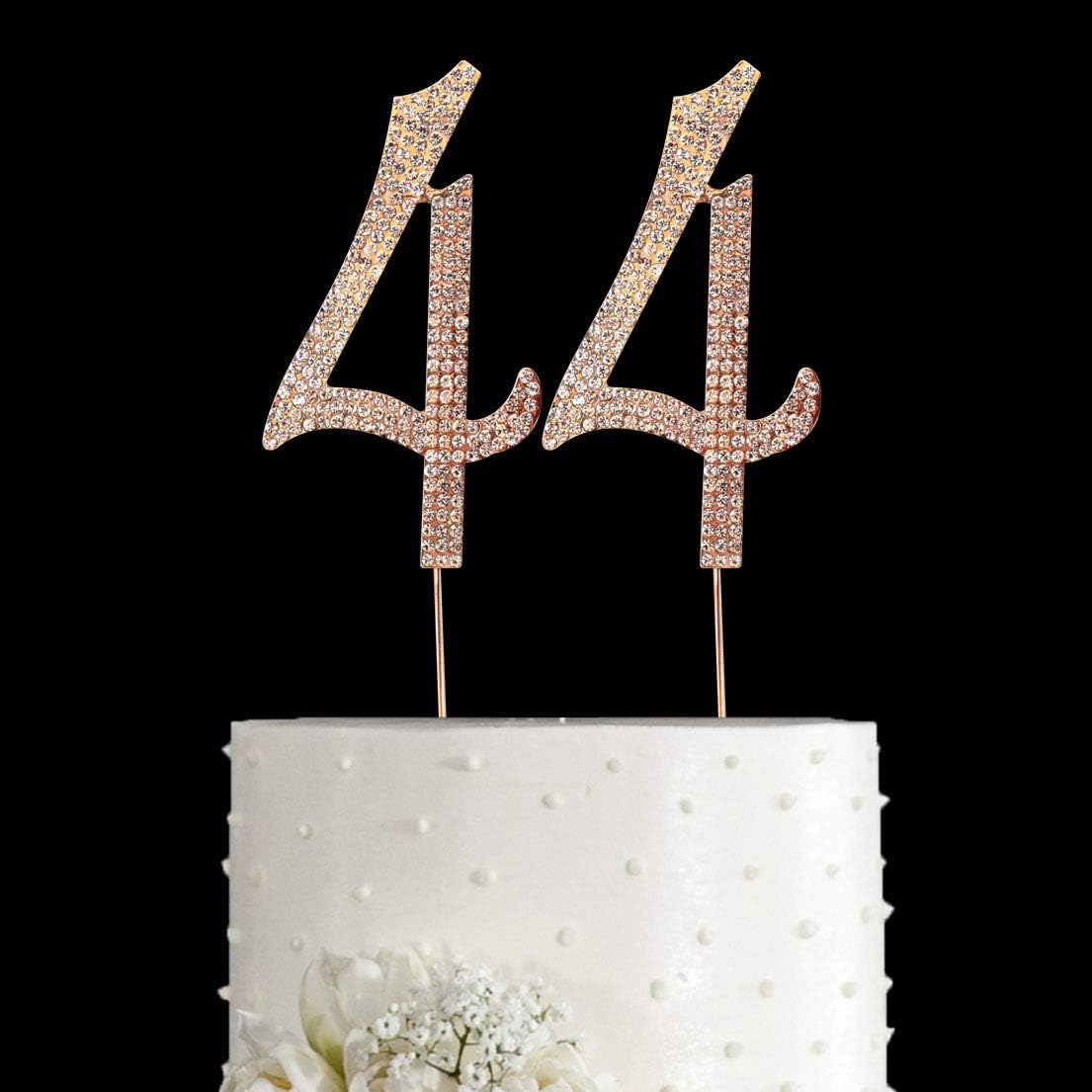 MAGJUCHE Gold 44" Crystal Cake Topper, Number 44 Rhinestones 44th Birthday Cake Topper, Men or Women Birthday or 44th Anniversary Party Decoration Supply