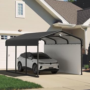 10x15 Heavy Duty Metal Carport, Portable Garage with Sidewalls
