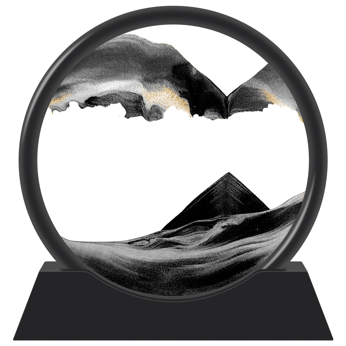 YATOSEEN Moving Sand Art Desktop Ornament, 3D Sandscape in Motion Display Flowing Sand Painting Frame, Relaxing for Home Office Work Decor, Black