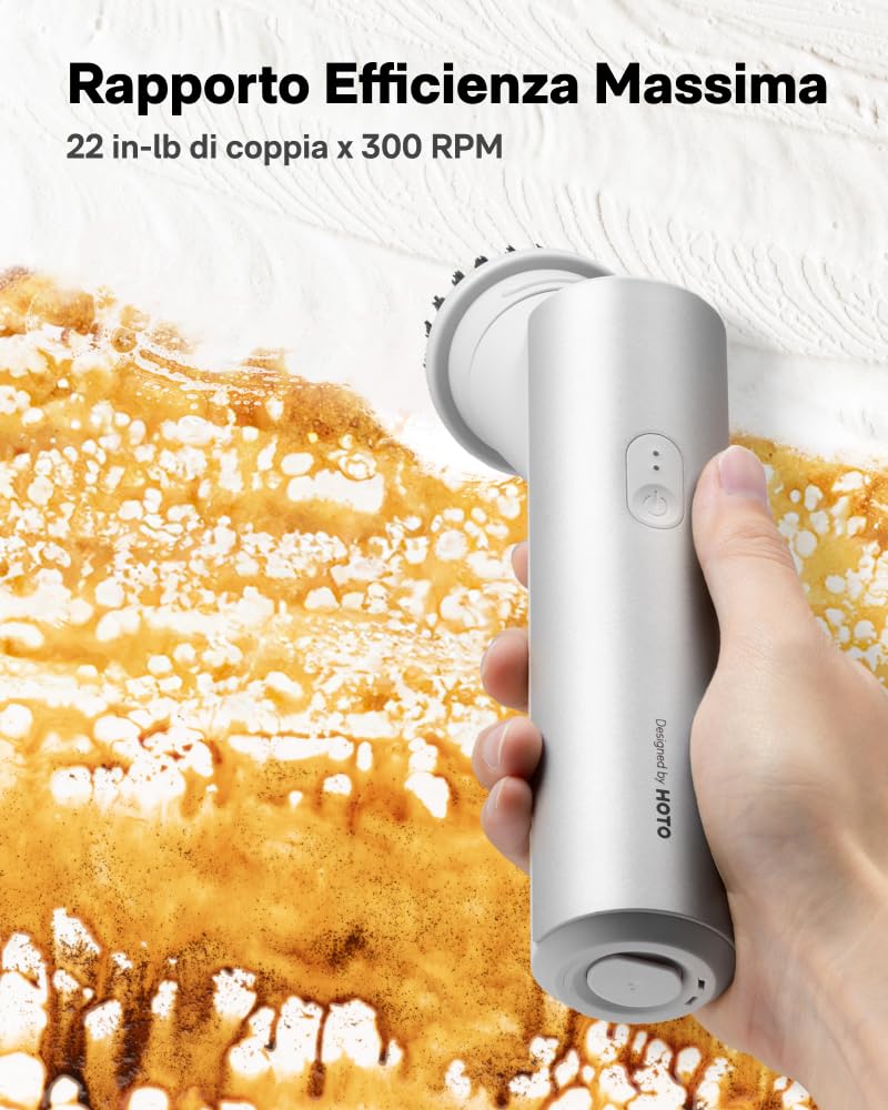 HOTO Scrubber elettrico a rotazione IPX7, spazzola per la pulizia del bagno senza fili, con 9 testine per cucina, lavello, bagno, doccia, piastrelle