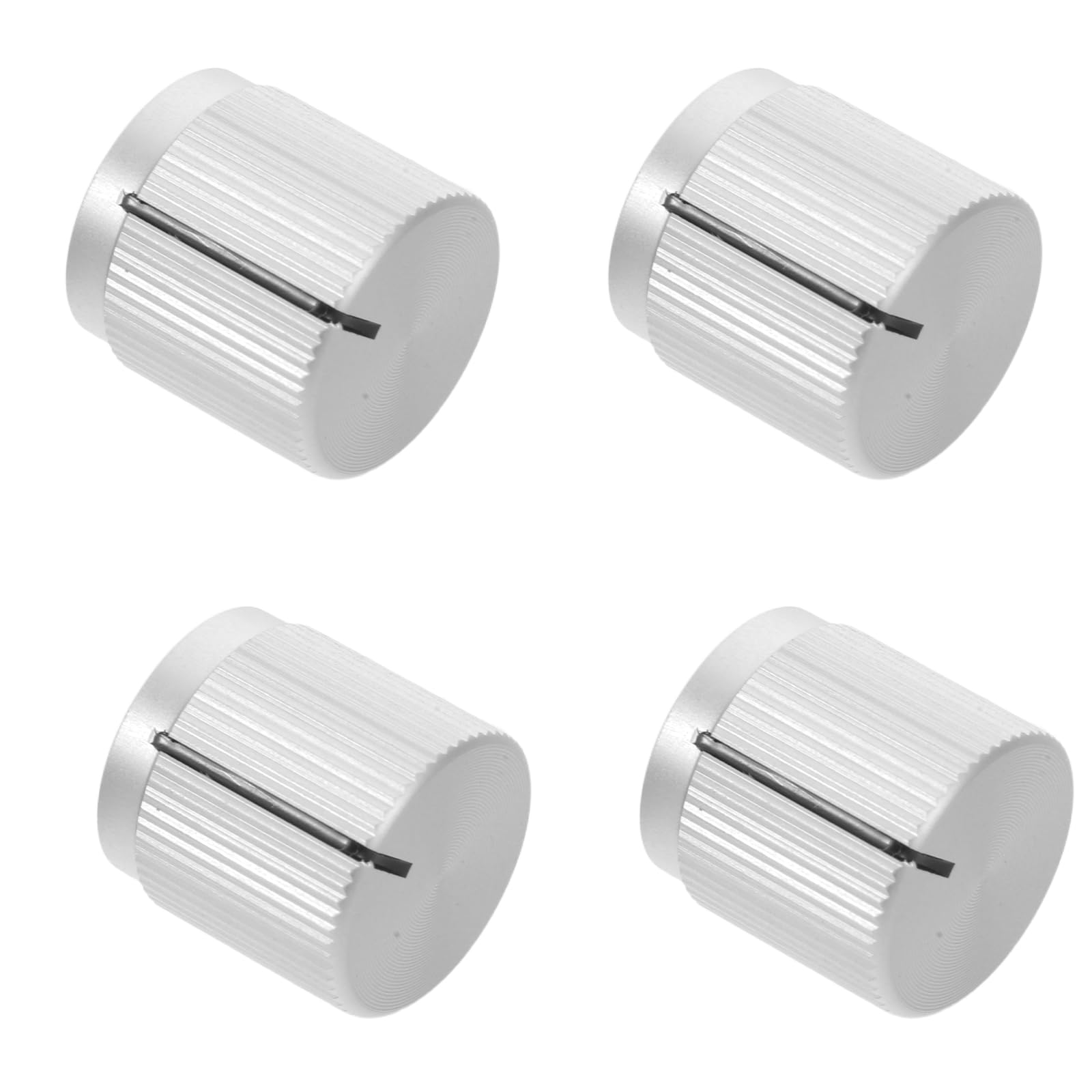 4pcs Silver Aluminium Alloy Potentiometer Volume Control Knobs for Bass Guitar, Metal Flat Top Shaft Knobs 6mm/1/4" for Electric Guitar Parts and Instrument Accessories