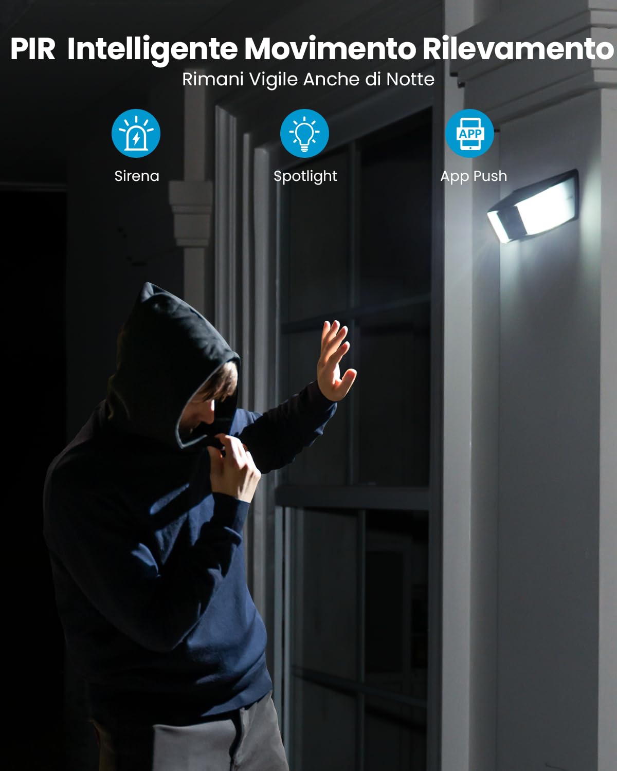 ieGeek 2K Faro Esterno con Telecamera, Luce Telecamera Wifi Esterno Senza Fili, Pannello Solare Integrato, Faretto Regolabile, Rilevamento PIR, Visione Notturna a Colori, IP65, Solo 2,4 GHz, S4