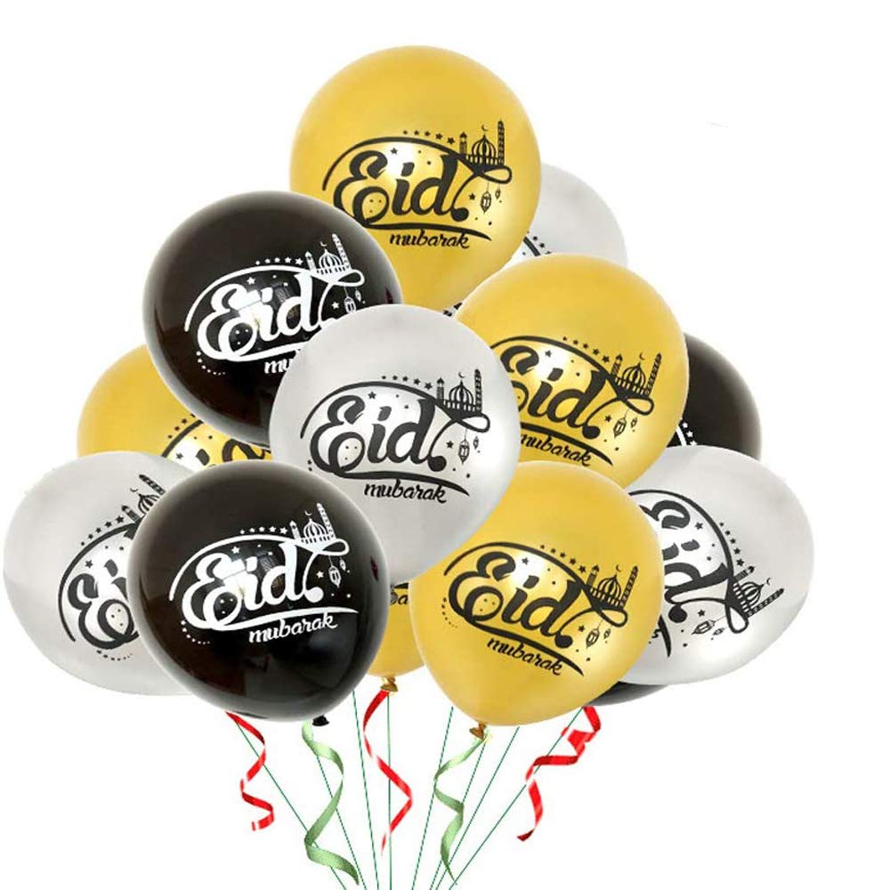 BinaryABC Eid Mubarak Latex Balloons,Eid Islamic Decoration Supplies,12-inch,20Pcs