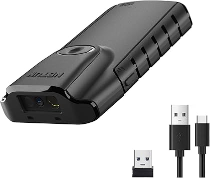 NETUM Bluetooth 2D Barcode Scanner, 3-in-1 Portable QR Bar Code Reader | Automatic Wireless Gun Scan Back Clip Work with Tablet iOS Android Windows MacOS for Warehouse Inventory POS (2D - E800)