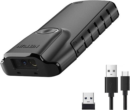 NETUM Leitor código de barras mini Scanner Bluetooth Sem Fio 2.4GHZ USB Códigos 2D portátil 3 em 1 clipe para smartphone Tablet PC iOS Android Windows MacOS GS-E800