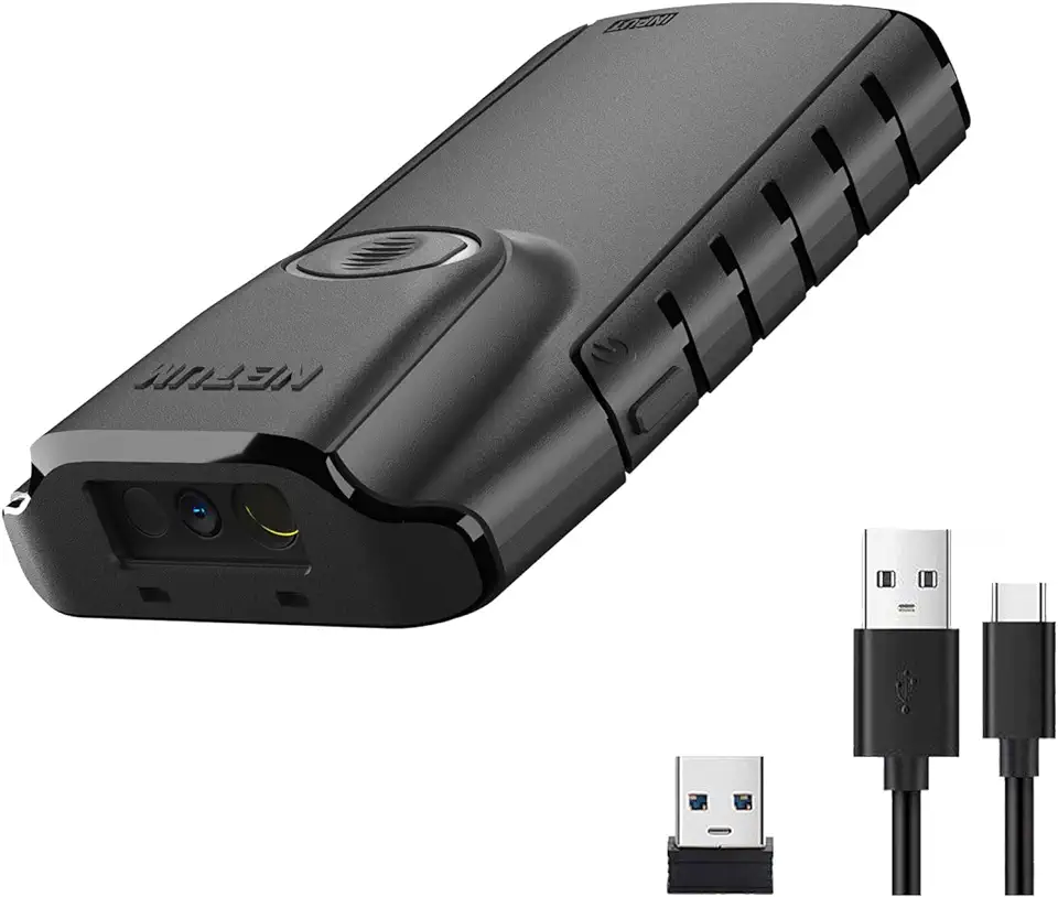 NETUM Leitor código de barras mini Scanner Bluetooth Sem Fio 2.4GHZ USB Códigos 2D portátil 3 em 1 clipe para smartphone Tablet PC iOS Android Windows MacOS GS-E800