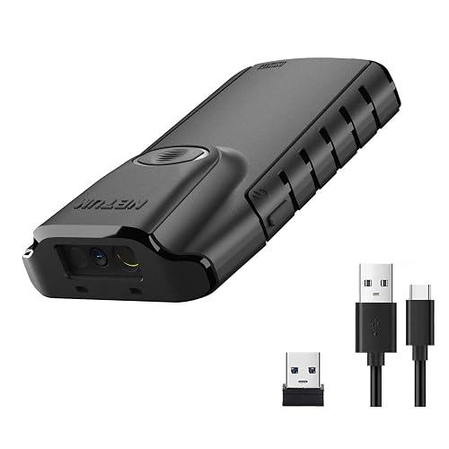 NETUM Bluetooth 2D Barcode Scanner, 3-in-1 Portable QR Bar Code Reader | Automatic Wireless Gun Scan Back Clip Work with Tablet iOS Android Windows MacOS for Warehouse Inventory POS (2D - E800)