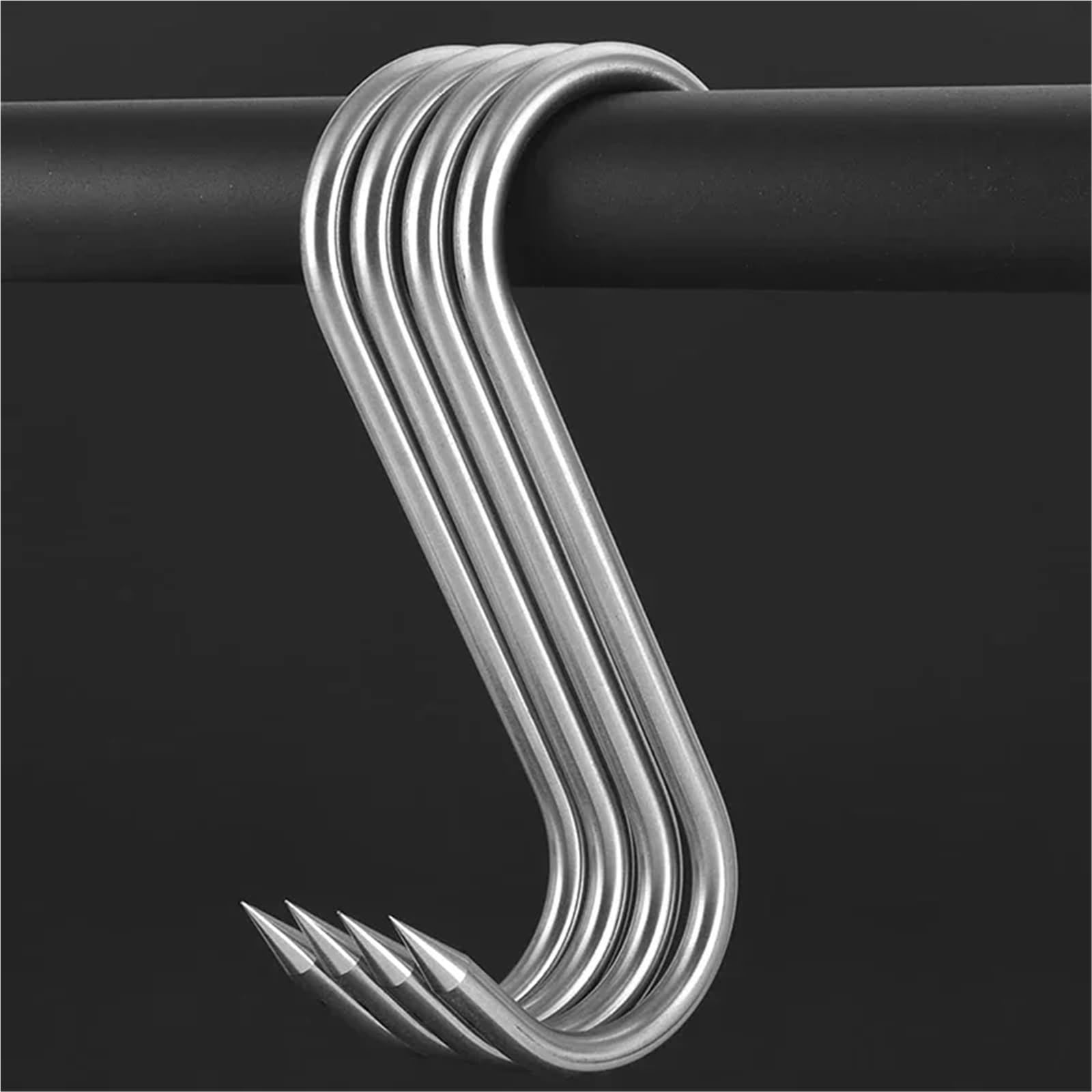 50 ganchos de acero inoxidable for carne, ganchos en forma de S de 8 pulgadas y 4/8 mm, for procesamiento de carnicero Para Carnes(8-Inch 8mm)