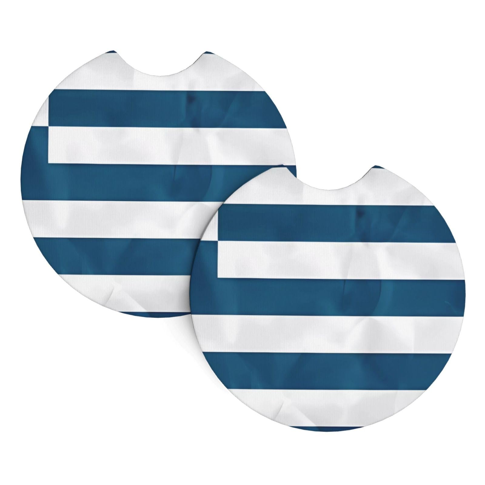 greek flag Car Interior Cup Holder Pad 2 PCS Car Coasters Scratch-resistant Odorless for Most Cars