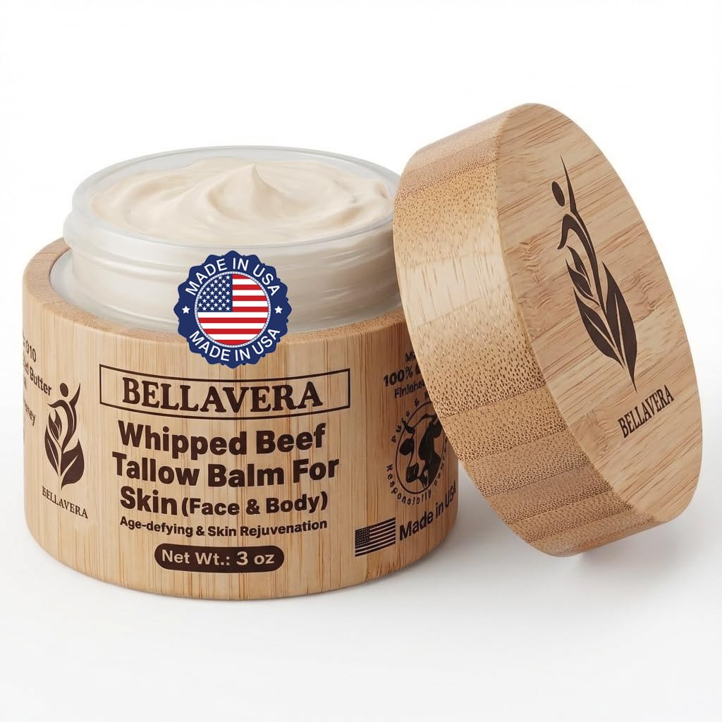 Whipped Tallow and Honey Balm for Face & Body – Manuka honey and Grass Fed Beef Tallow Face Moisturizer – Anti Wrinkle & Anti Aging Cream – Cebo de