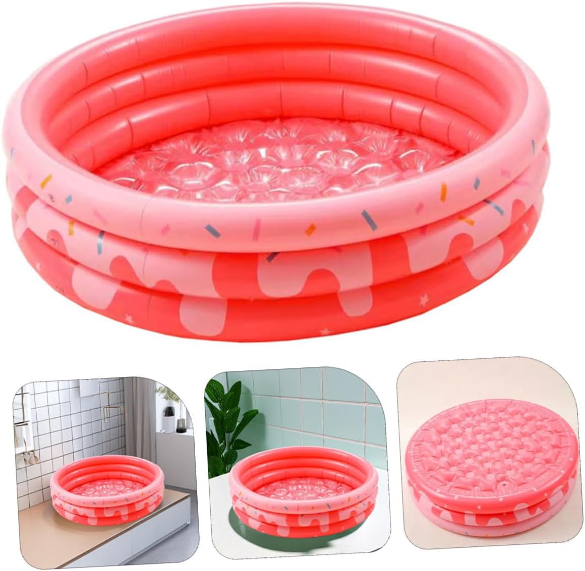 BESPORTBLE Inflatable Swimming Pool Small Pool PVC Material Reusable Outdoor Garden Play for Summer Parties and Fun Pink