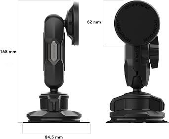 Rokform Wireless Car Charger, Magnetic Windshield Phone Mount, Twin Ball Adjustment 360 Rotation, Compatible with Mag Safe Cases, Strong Suction Cup, USB-C to USB-C Cable Included (Black)
