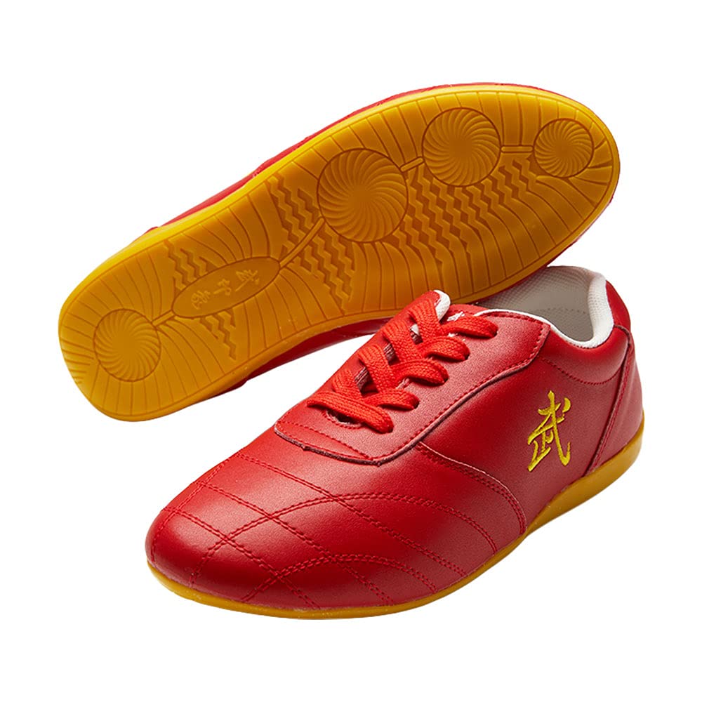 G-like Chaussures de Tai Chi Kung Fu – ZooBoo Martial Art Martial Chinois Traditionnel Wushu Shaolin Qi Gong Beijing Trainer Wing Chun Pantoufle avec Classique et Caoutchouc Wu Logo Oxford Semelle