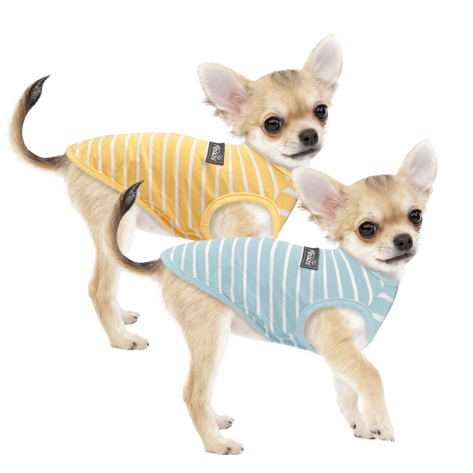 MIHACHI Dog Shirts Cotton Striped T-Shirt, Summer Pet Clothes for Small Dogs 2-Pack Soft Puppy Apparel Cat Tee