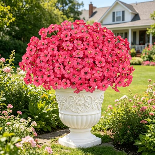 Image of AmyHomie 20 PCS Artificial Flowers for Outdoors, UV Resistant Fake Plants