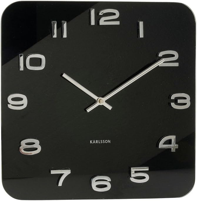 Karlsson Vintage Glass Wall Clock, Black, 35 cm