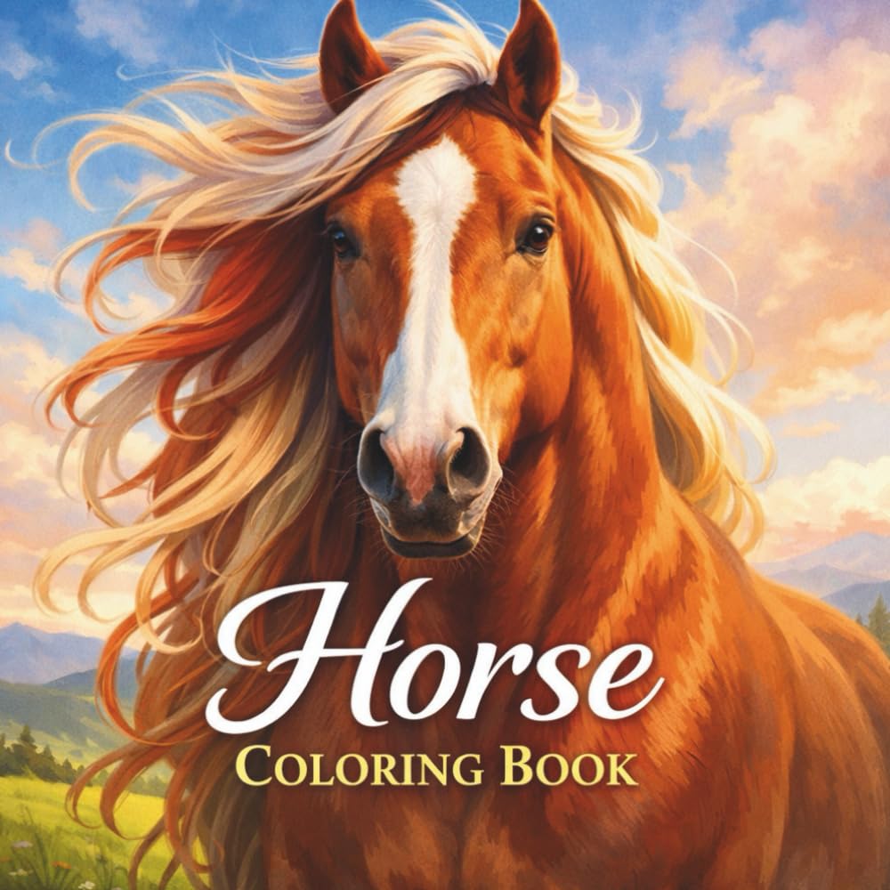 Horse Coloring Book: Beautiful Horse Illustrations for Relaxation, Creativity, and Stress Relief Teens and Adults