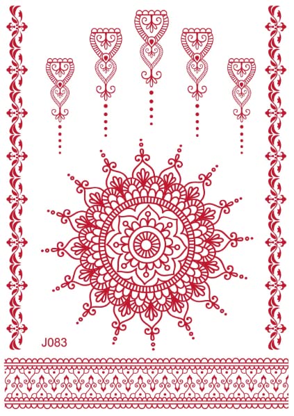 XMASIR 12 Sheets Black Red Tatoo Sticker for Women Girls Waterproof Fake Tattoos Temporary Lace Tattoo Kits - Image 4