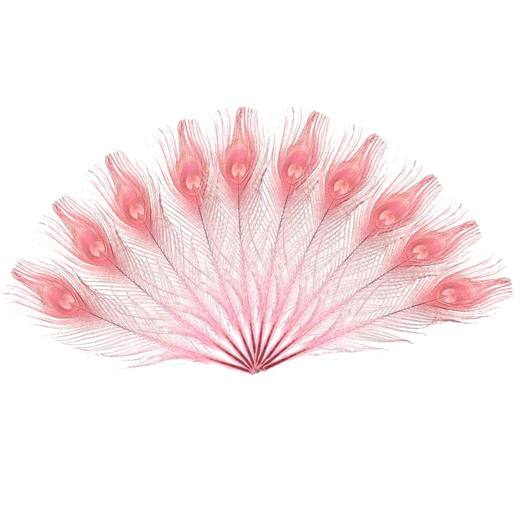 10pcs Pink 10-12inch Peacock Feathers for Craft Feather Mask Making Decoration Pack