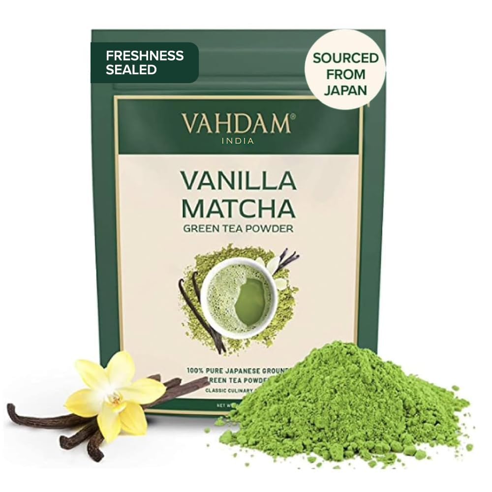 VAHDAM, Vanilla Matcha Green Tea Powder, 50 g Japanese Matcha Powder With Pure Vanilla | Authentic Matcha Tea Sourced From Shizuoka, Japan | Brew Delicious Vanilla Matcha Latte (B07K1WBH4K) Amazon Price History, Amazon Price Tracker