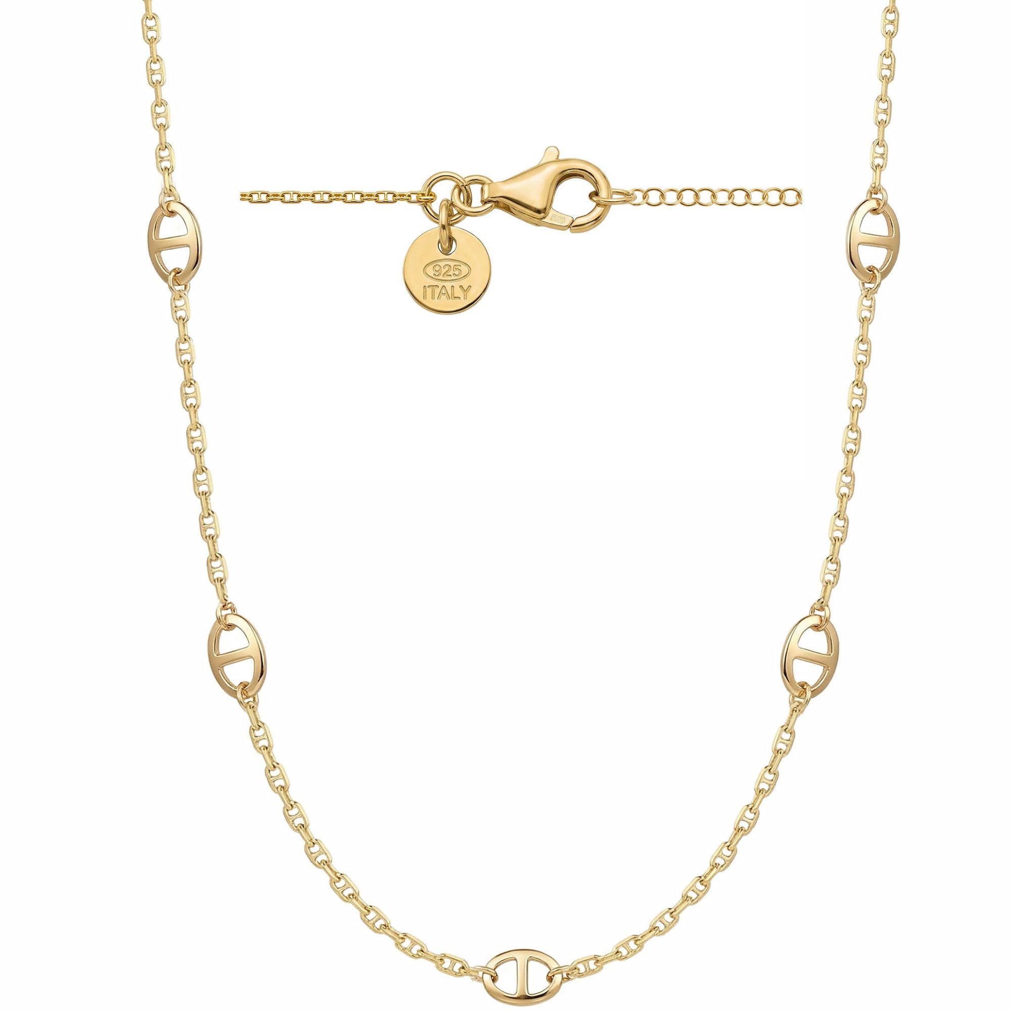 QUADRI - Collar Mujer Plata 925 - Chapado Oro 18K - Made in Italy | Largo 45 cm - con Extensión 5 cm