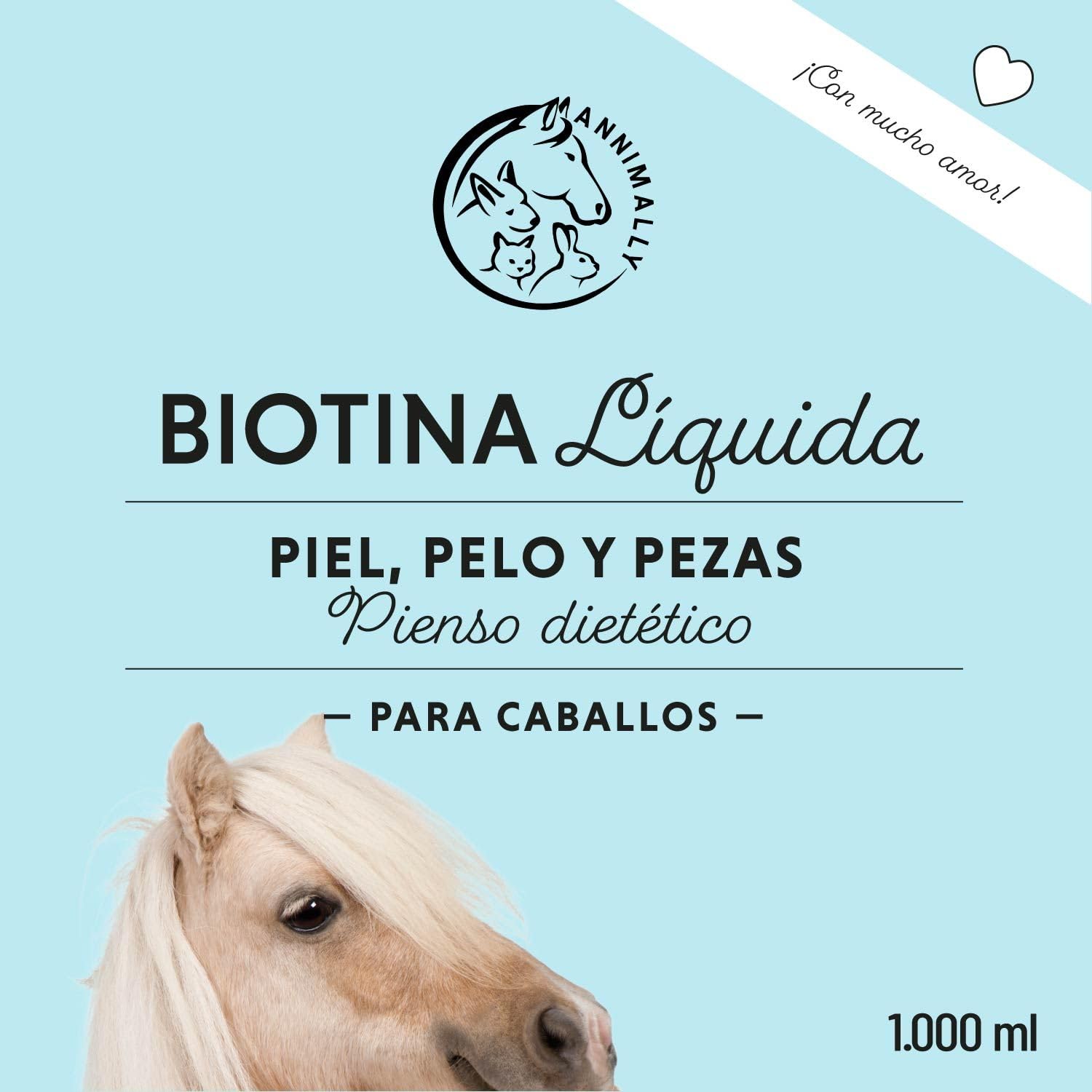 Caballo Biotina Zinc Líquido 1000 ml - Cuidado para la Piel, el Pelaje y los Cascos de los Caballos - Biotina, Zinc y MSM líquidos para un Pelaje Saludable - Cuidado del Pelaje y de los Cascos