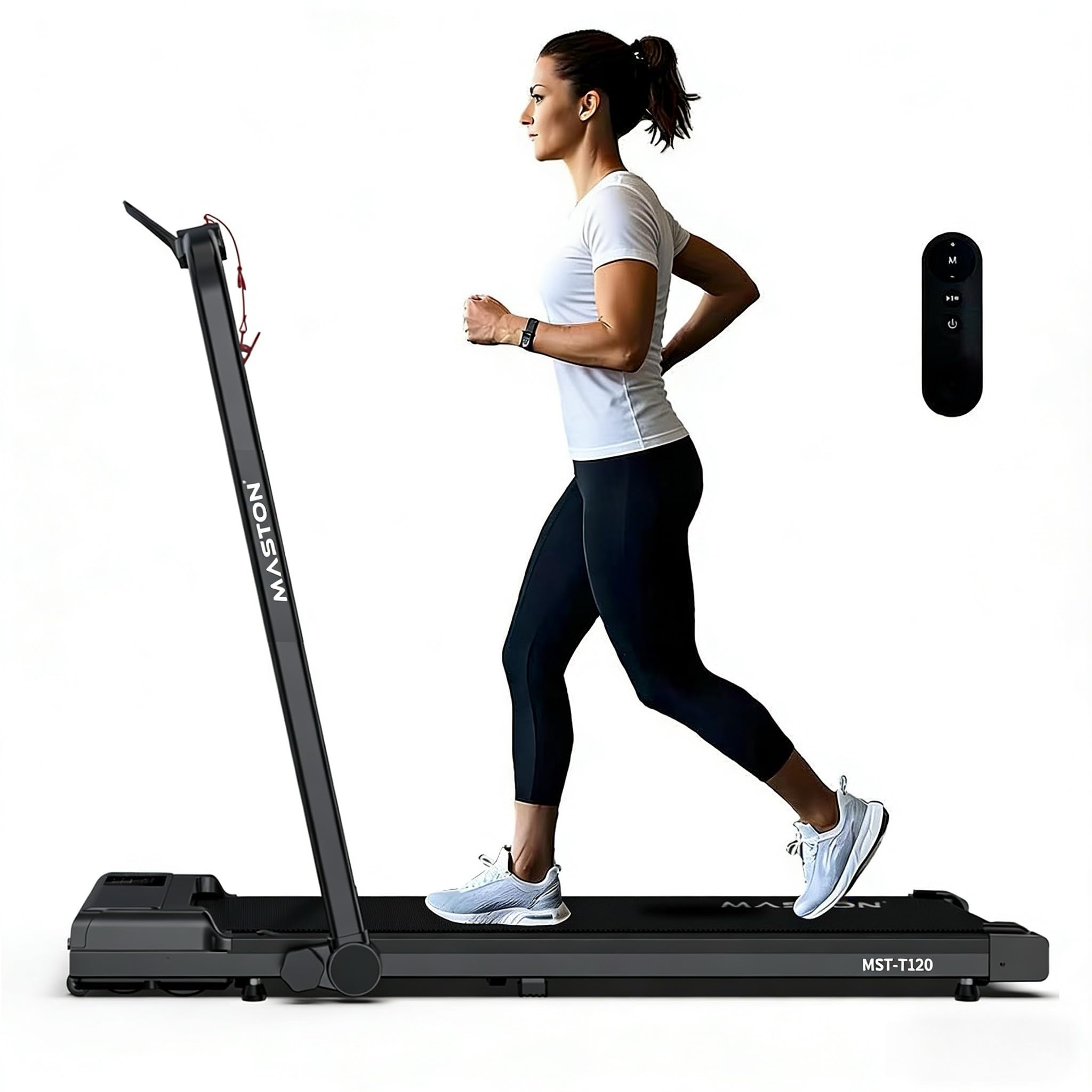MASTON MST-T120 3.0HP Walking Pad Under Desk Treadmill with LED Display & Remote Control, Portable Treadmills Motorized Running Machine for Home Office Use, 1-12KM/H
