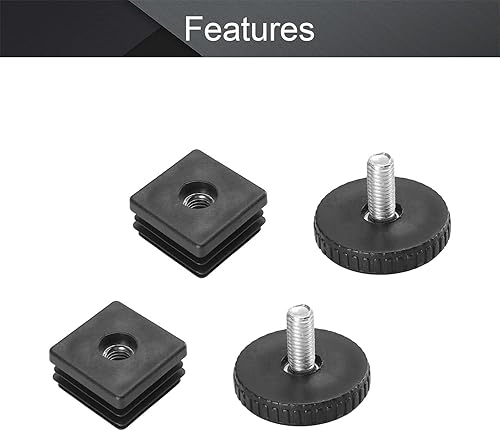 Vista 32 de Heyiarbeit 8pcs muebles niveladores 40mm/1.57" diámetro base M8 rosca ajustable hogar nivelación patas tono negro