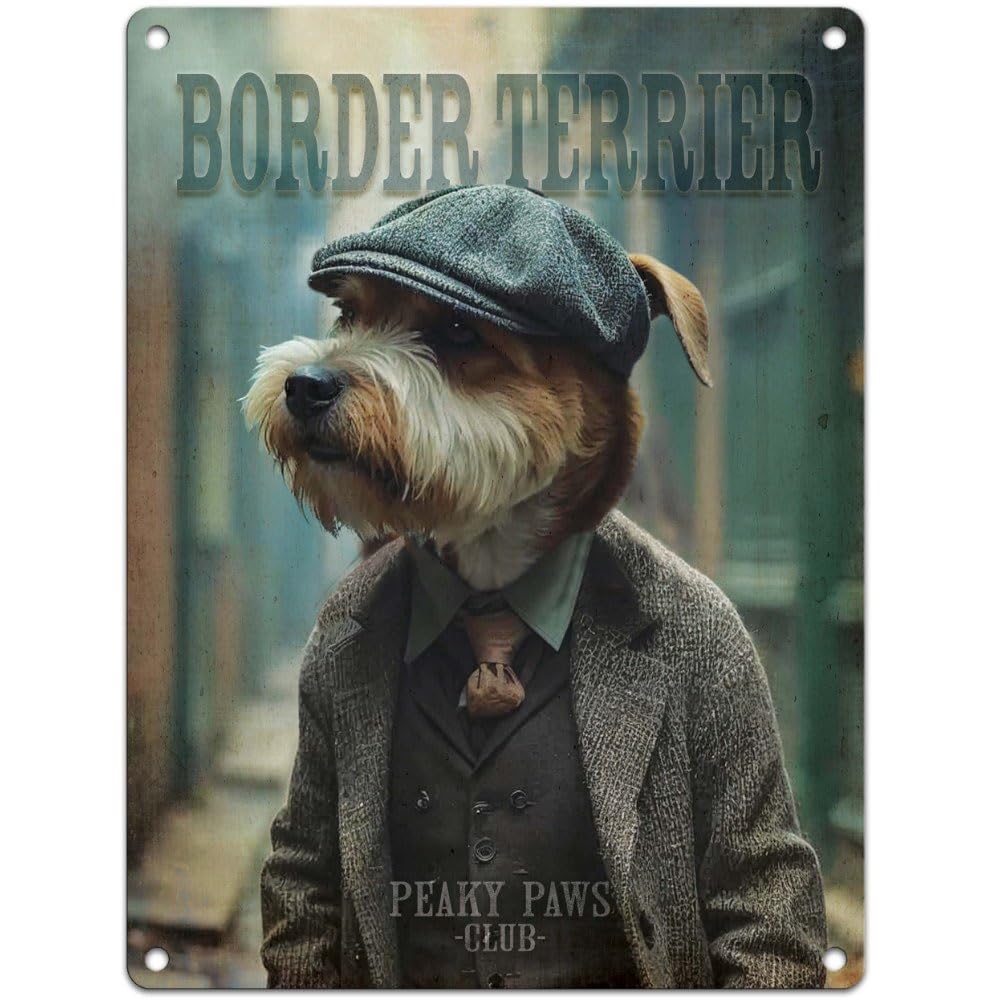Small (150 x 200mm) Metal Sign - Peaky Paws Club - Border Terrier