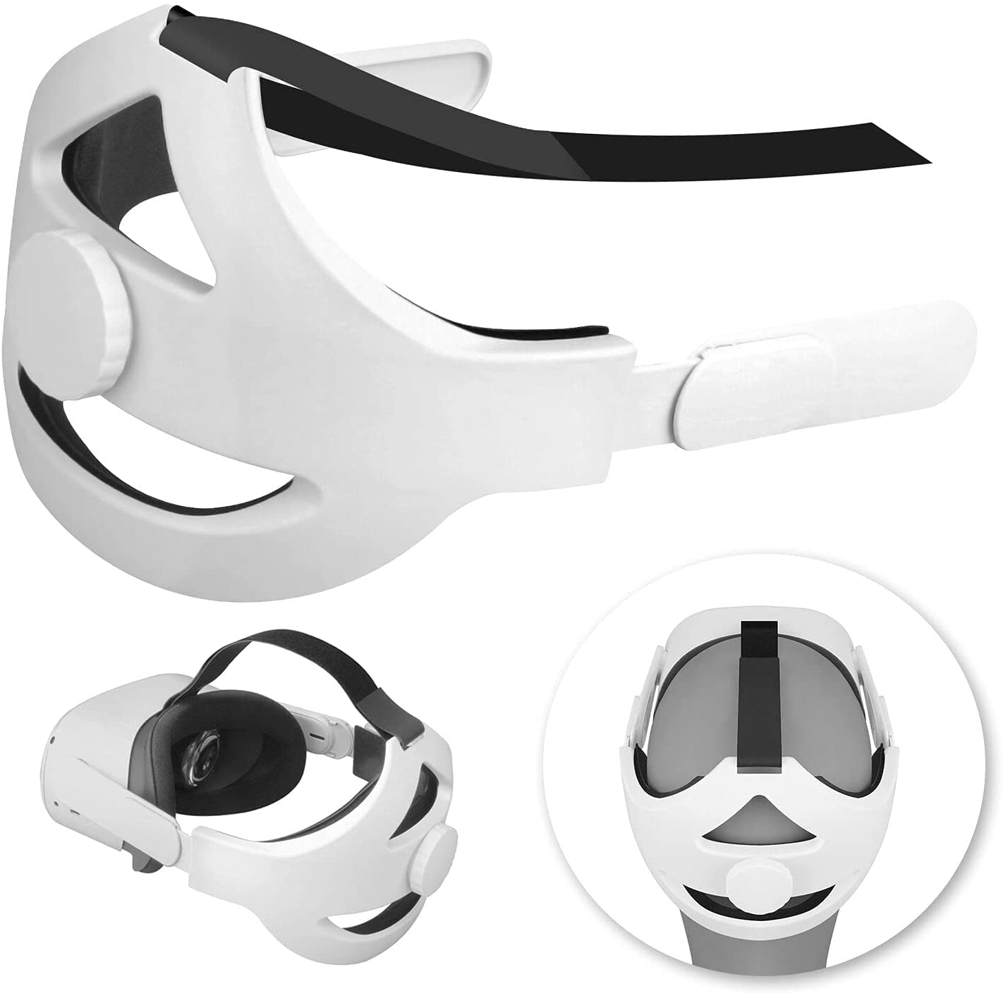 Q2 Adjustable Head Strap for Oculus Quest 2 Elite Strap with Cushion, Comfort Foam Pad Strap, Design Balance Weight, Reduce Pressure (Q2 White)