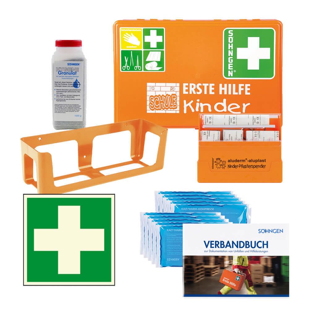 aluderm by Söhngen Erste-Hilfe Komplett-Set für Schulen, inkl. Erste-Hilfe Koffer DIN 13157, Art.-Nr. 608702 | Erste Hilfe Station | Erste Hilfe Set | Erste Hilfe Komplettpaket