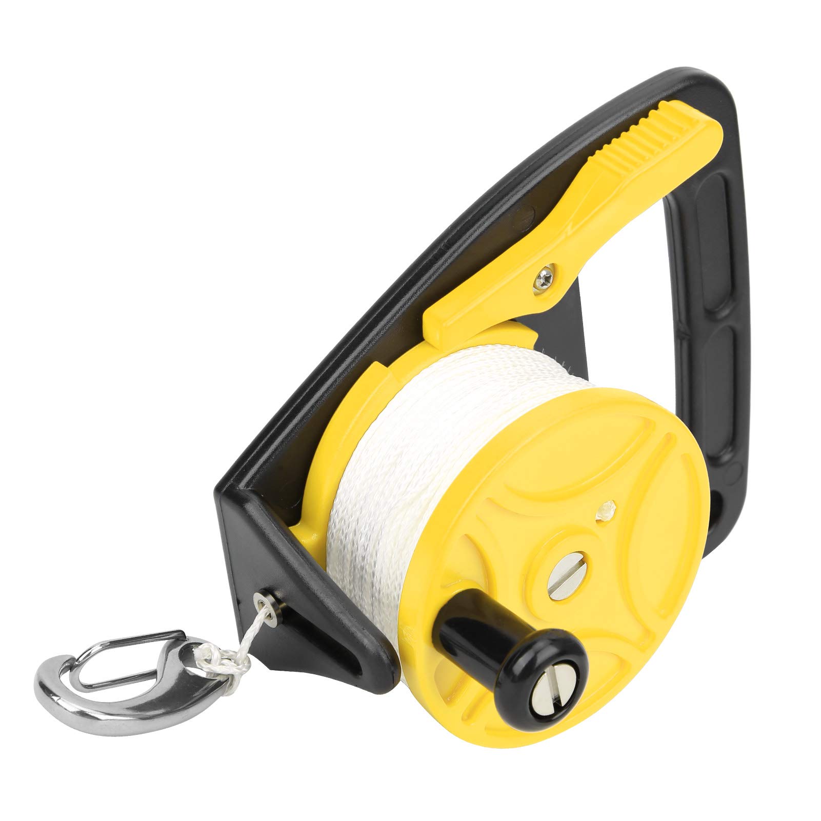 Kayak Anchor, 150ft Diving Line Reel Diving Equipment Anchor Wizard Speargun Reel with Handle Card Position PP Rope Combination for Wreck Equipment Underwater Diving (Yellow)