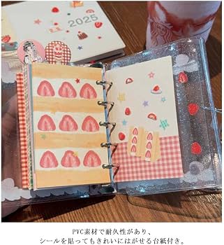 Amazon.co.jp: シール帳 透明 A7 M5 いちご クリア バインダー ミニ