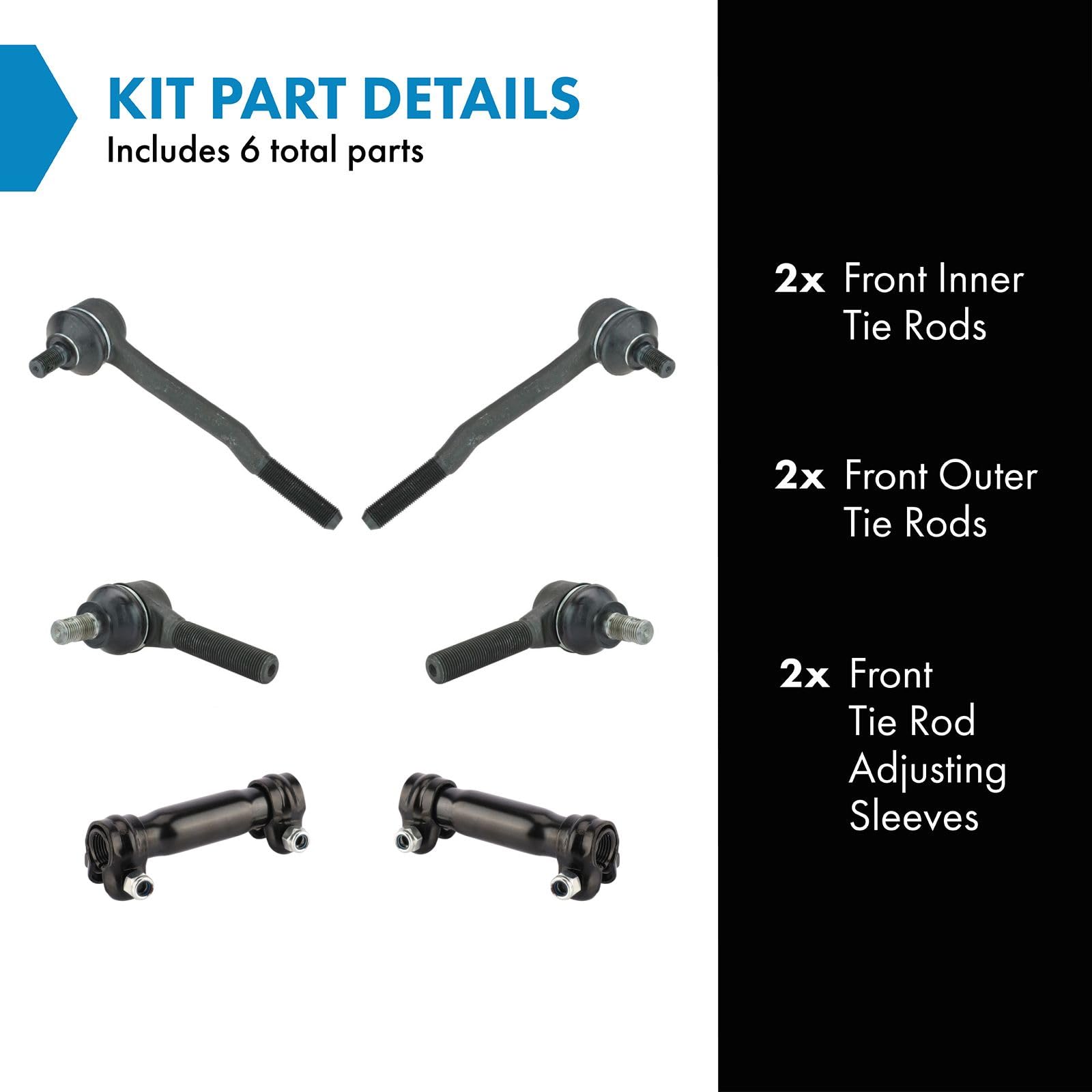 Amazon.com: TRQ Front Inner and Outer Tie Rod Set 6 Piece