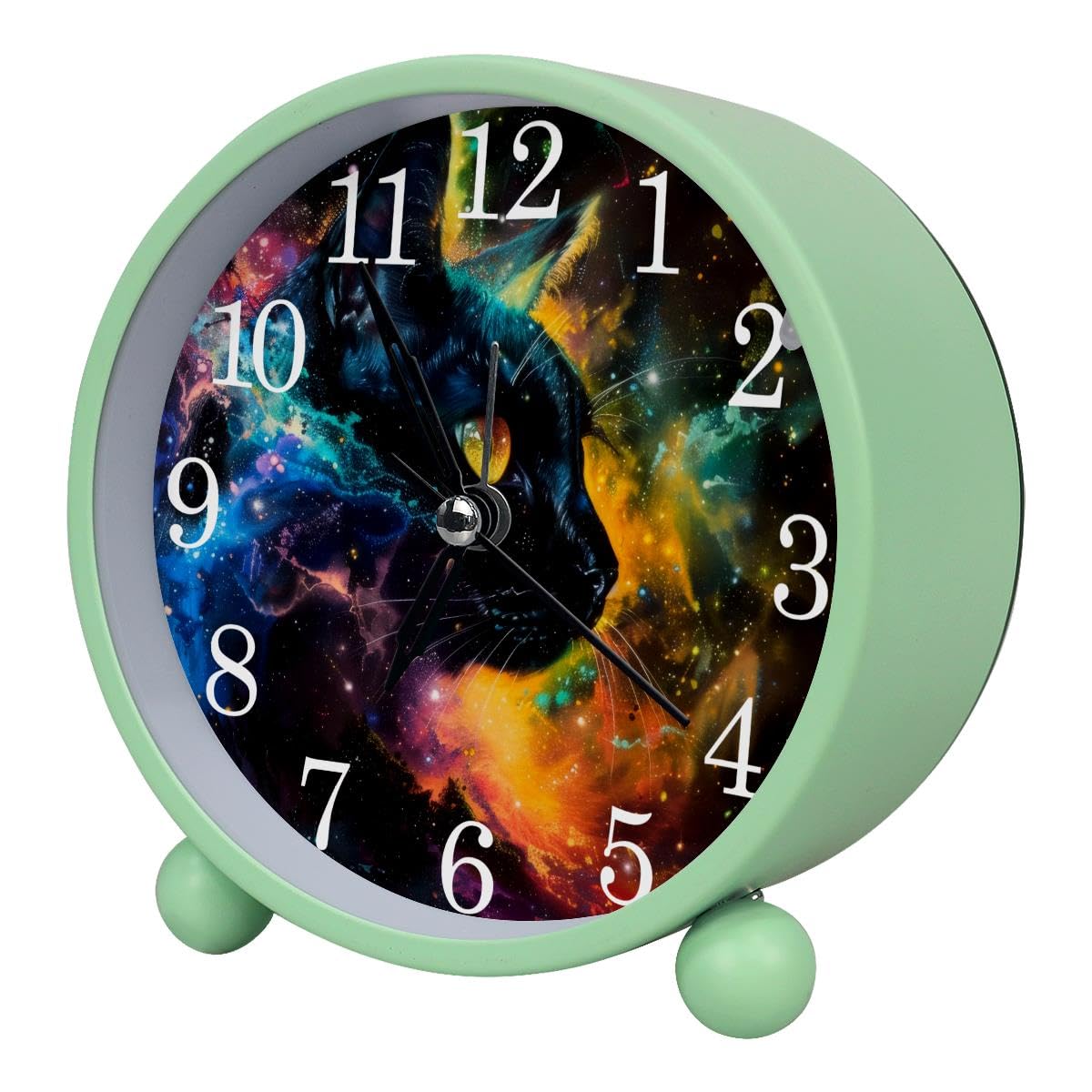 Luoweisi Alarm Clock Nebula Cat, Silent Non-Ticking with Night Light