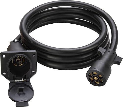 Voilamart Cable de extensión de remolque de 7 vías, 8 pies, cable de cableado de enchufe de remolque de 7 pines con conector de doble clavija para