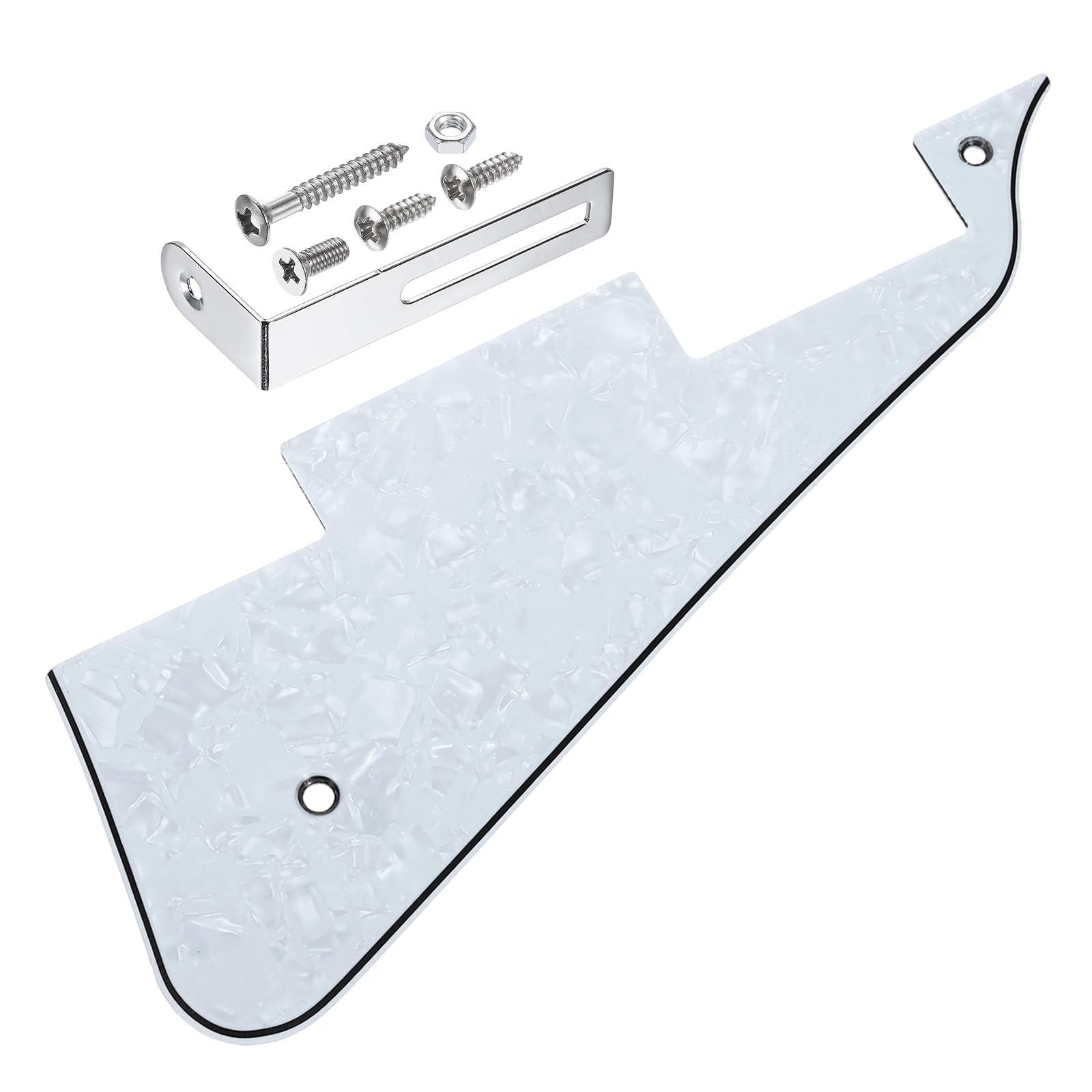 Pickguard guitare LP blanc perle 4 plis avec son support chromé argenté durable