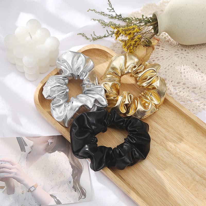 Amazon.com : Bronzing Gilding Hair Scrunchies Floppy Metallic