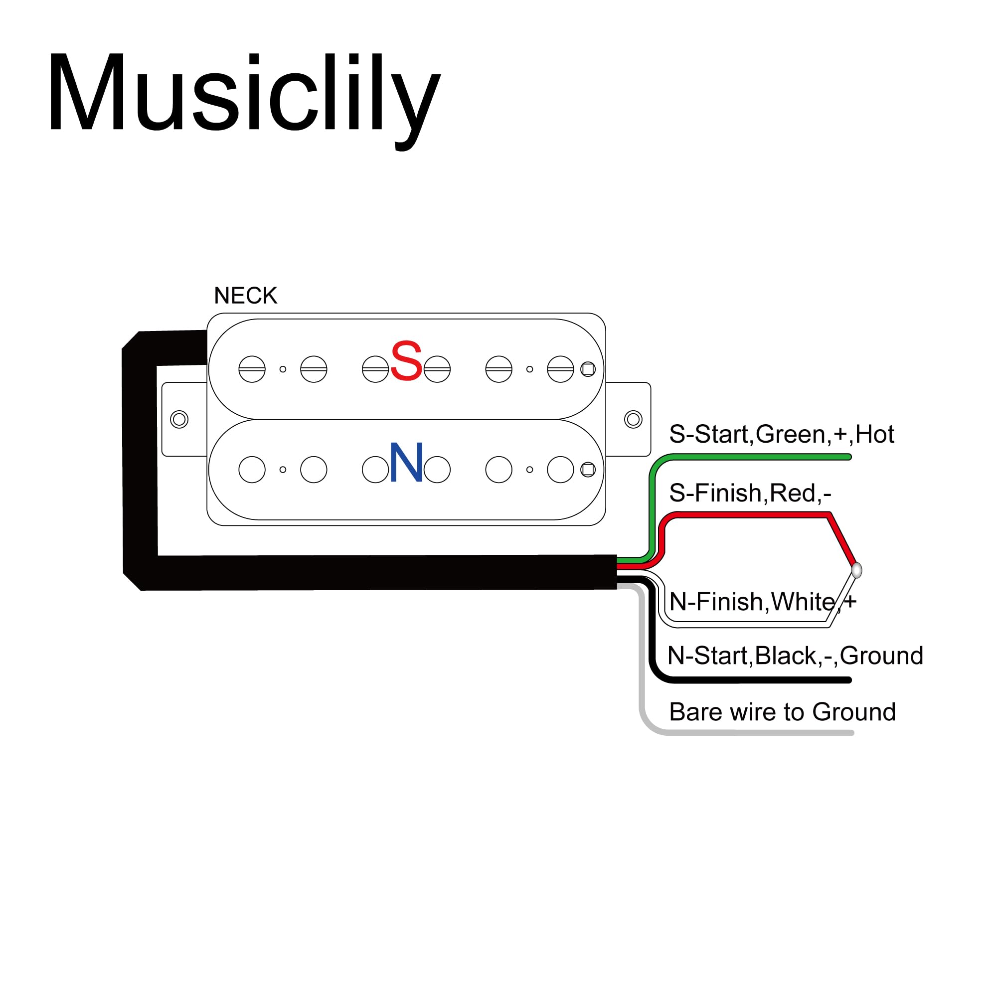 Musiclily Pro LP-OBLA Alnico 5 Humbucker Manico Pickup per Chitarra Elettrica, Nero