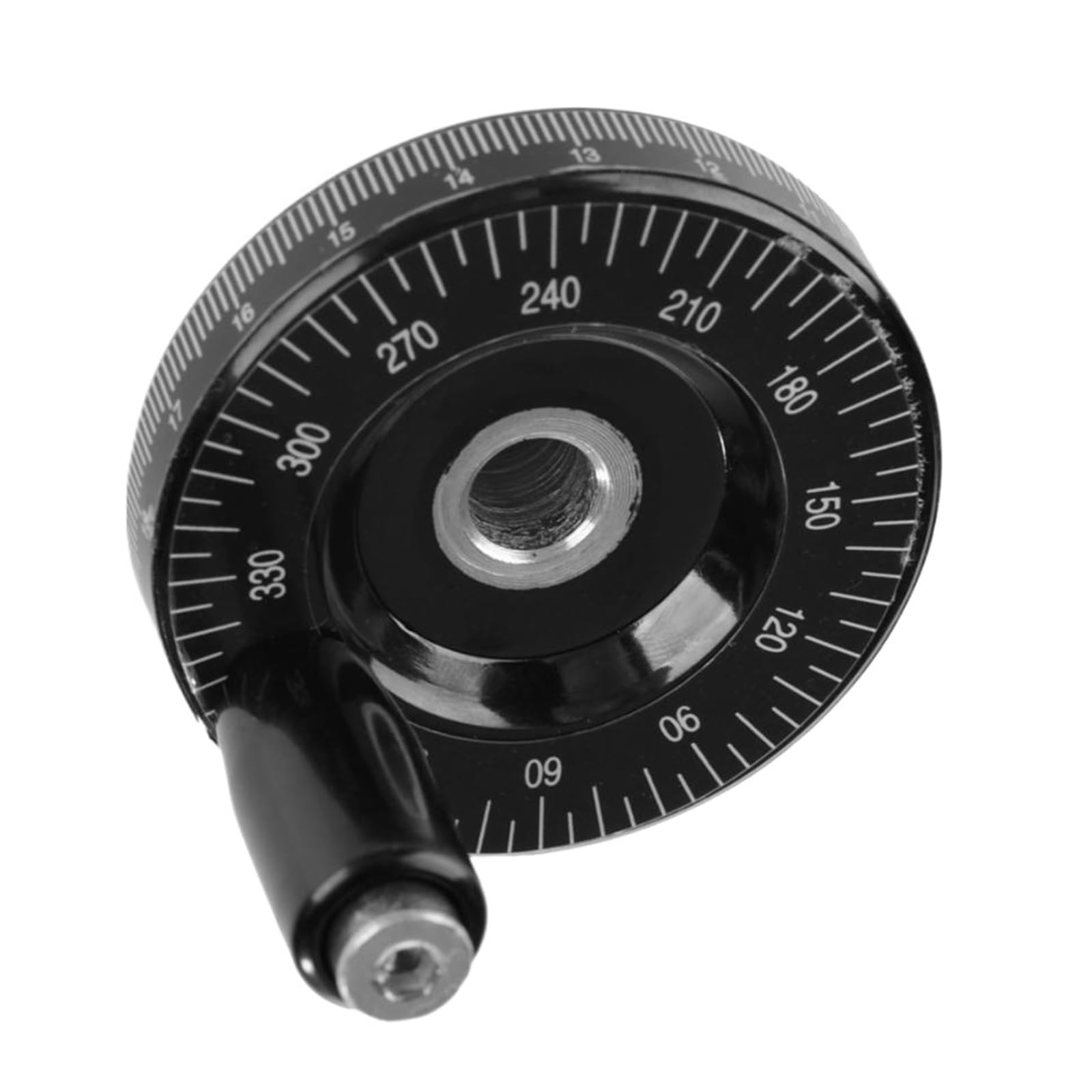 Rueda de mano sólida de 10 x 63 mm negra con escala para torno y rectificadora