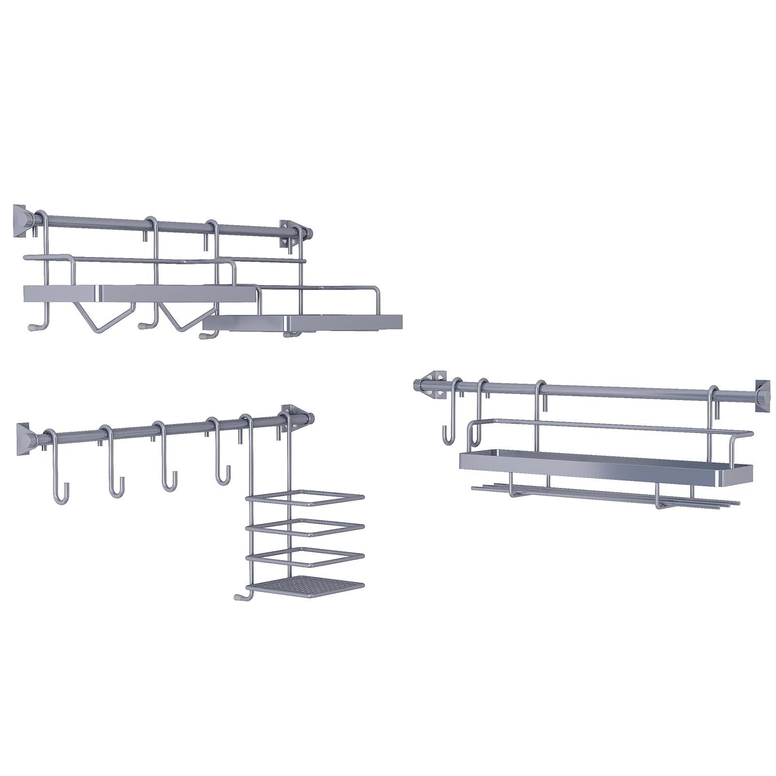 Hsioluted Wall Mounted Seasoning Shelf Cooking Utensils Hanger Spices Bottles Holder Multipurpose Kitchen Storage Solution Cookware Organizing