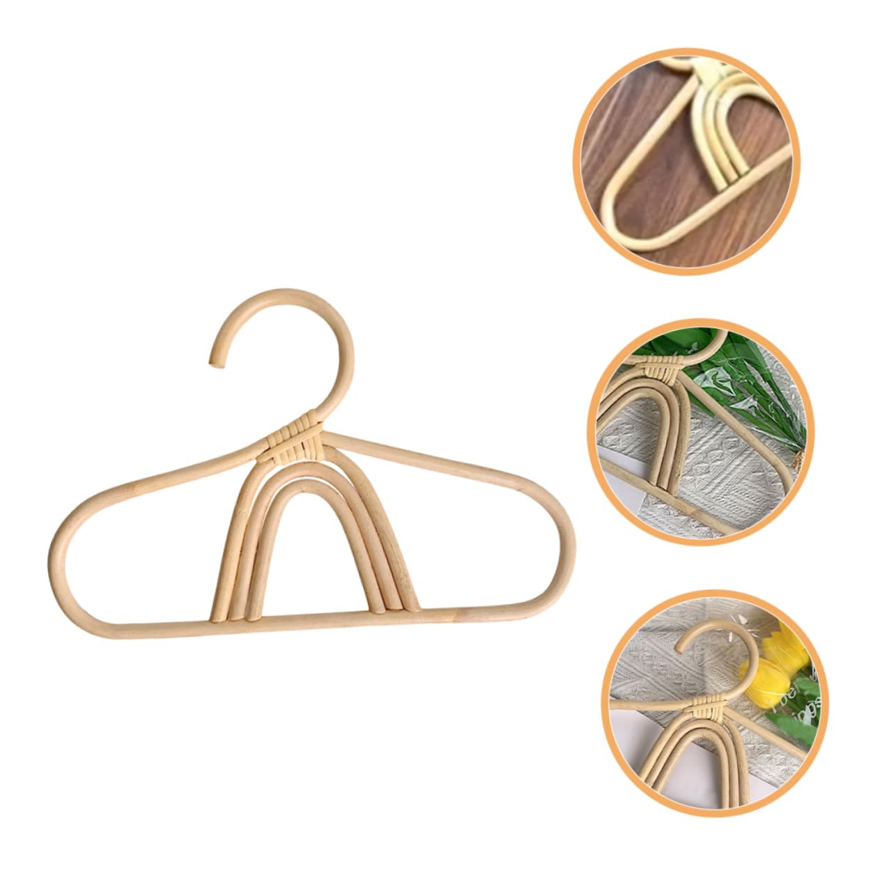 Ciieeo 2pcs Rattan Boys and Girls Hanger Baby Hangers for Closet Smooth Design Sturdy and Scratch for Baby's Clothing Storage