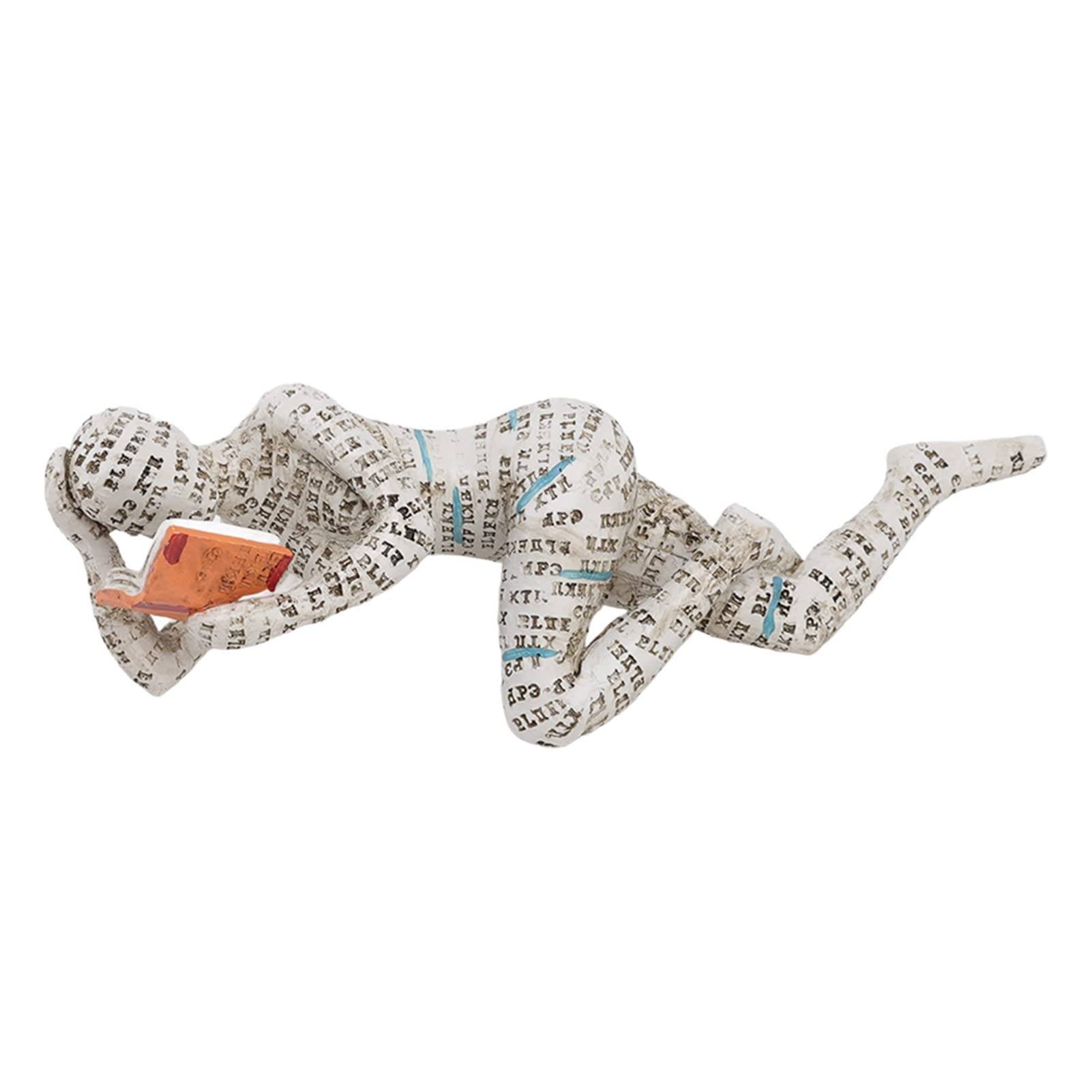 Jeanoko Reading Woman Figurine,Resin Reading Figure Statue,Abstract Thinker Sculpture,Lady Reading Ornaments Bookshelf Ornaments For Home Decoration(C)