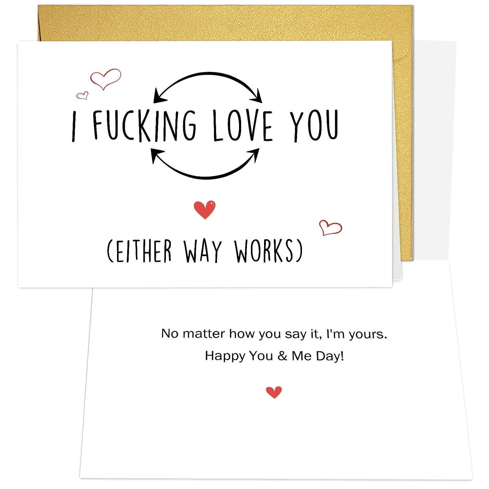 Qiliji Funny Valentine's Day Card Gift for Him Her, Naughty Birthday Card for Husband Wife, Romantic Anniversary Cards Gifts for Boyfriend Girlfriend, I F Love You, I Love F You