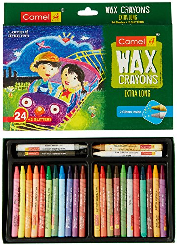 Image of Camel Camlin Kokuyo Oil Pastel (50 Shades) Kokuyo Extra Long Wax Crayons, Gold, Silver, Pack Of 24 Shades