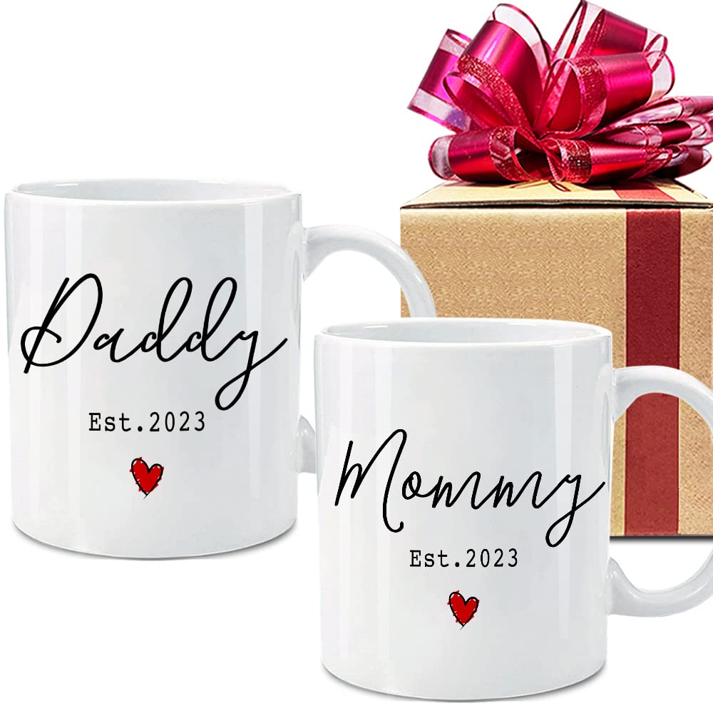 EST 2025 New Daddy & Mommy Coffee Mugs Set, First Time Mommy Gift, First Time Daddy Gift, Prospective Parents Mugs Gift, New Parents Gift, Pregnancy Announcement, Baby Reveal Mug