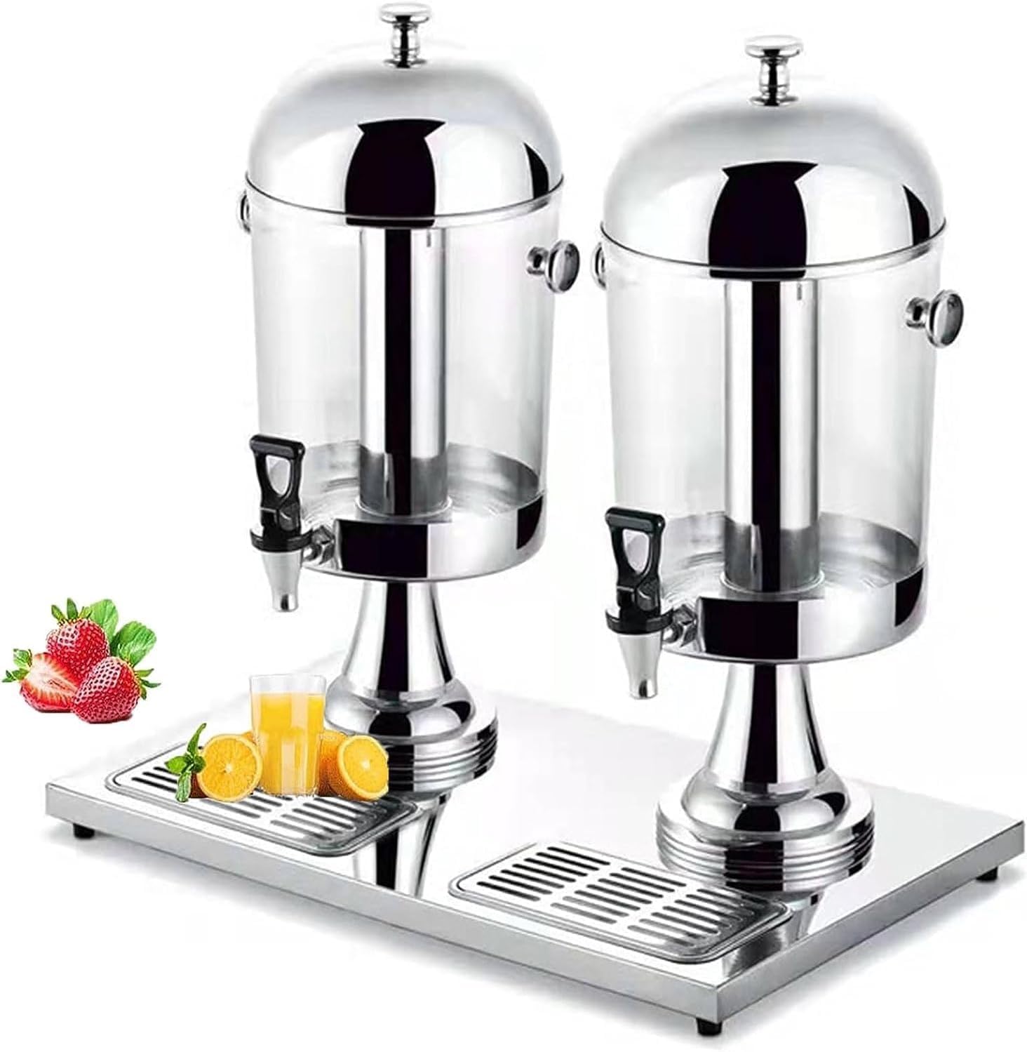 JYBNBBE Drink dispensers for Parties, Stainless Steel Juice Dispenser, Heavy Duty Cold Commercial Beverage Dispenser, for Parties Weddings Buffet Catering (Silver 16L)