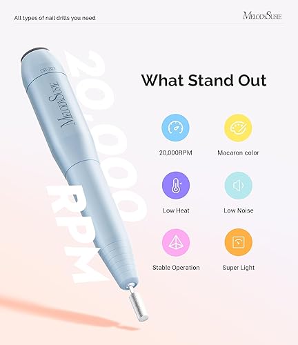 Miniatura 19 de MelodySusie - Kit de torno eléctrico PC120I negro con lima portátil para uñas de gel y acrílico, incluye fresas, bandas de limado, dorado