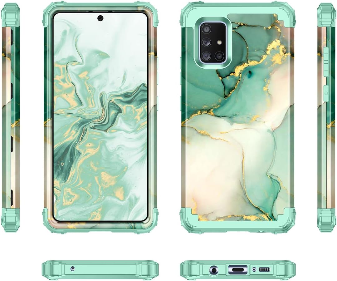 Rancase for Galaxy A71 5G Case,Three Layer Heavy Duty Shockproof Protection Hard Plastic Bumper +Soft Silicone Rubber Protective Case for Samsung Galaxy A71 5G,Mint Green