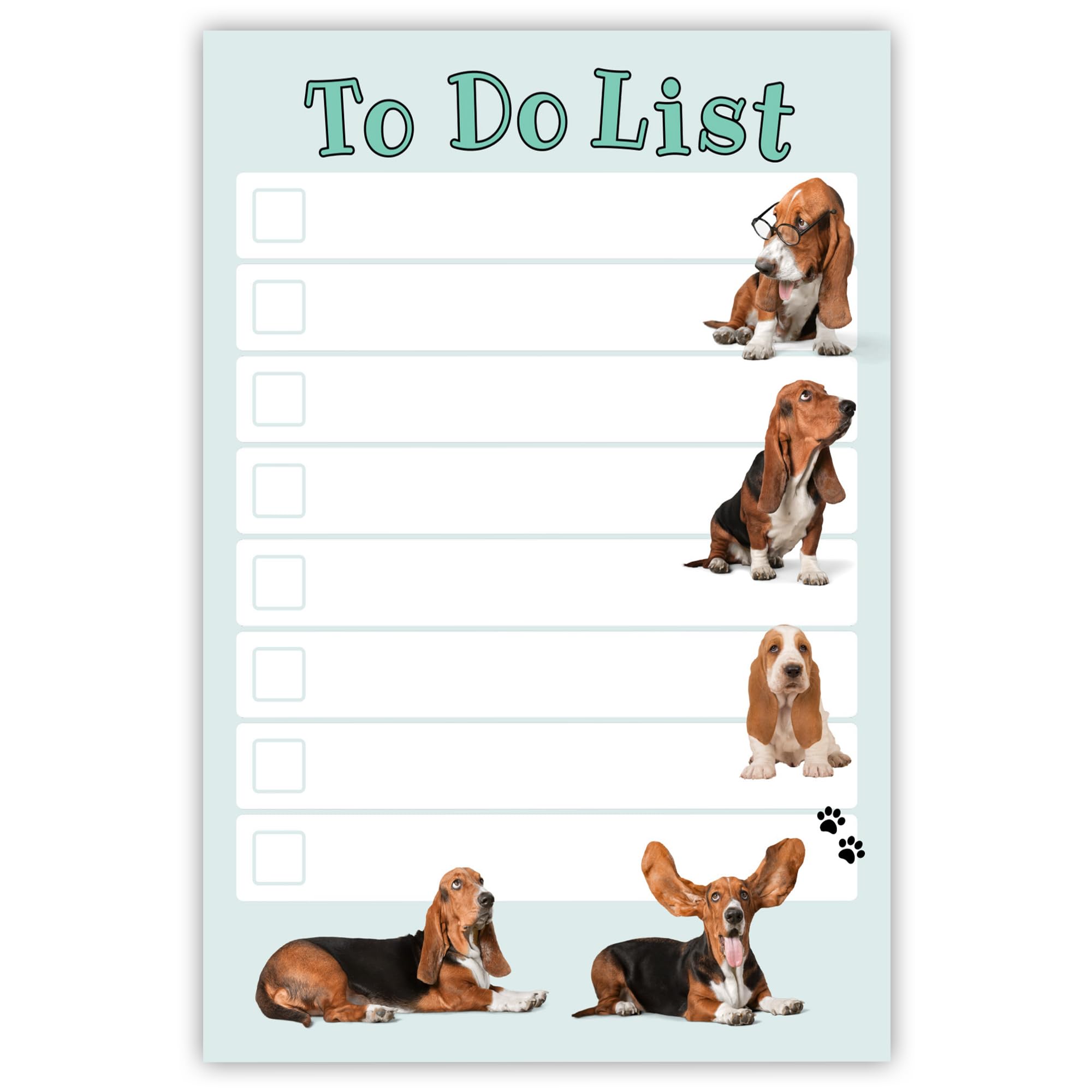 DAILY RITMO® Basset Hound Sticky to-Do List Notepad | Dog Mom Gifts for Women | Basset Hound Stationery Pad 4x6” 50 Pages Made in USA | Christmas, Birthday Gift